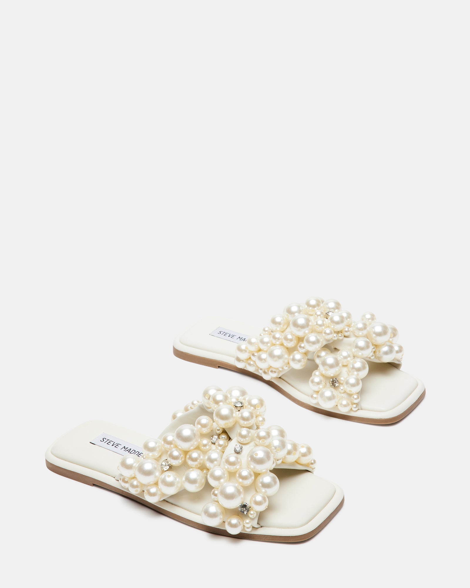DURI Ivory Pearl Square Toe Slide Sandal | Women's Sandals – Steve Madden