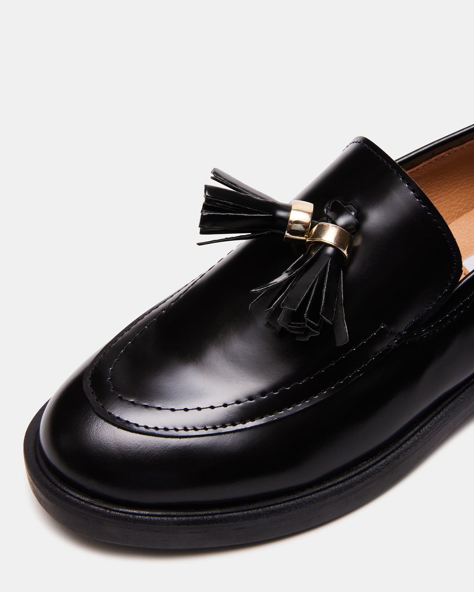 EASTON Black Leather Slip On Loafer | Women's Loafers – Steve Madden