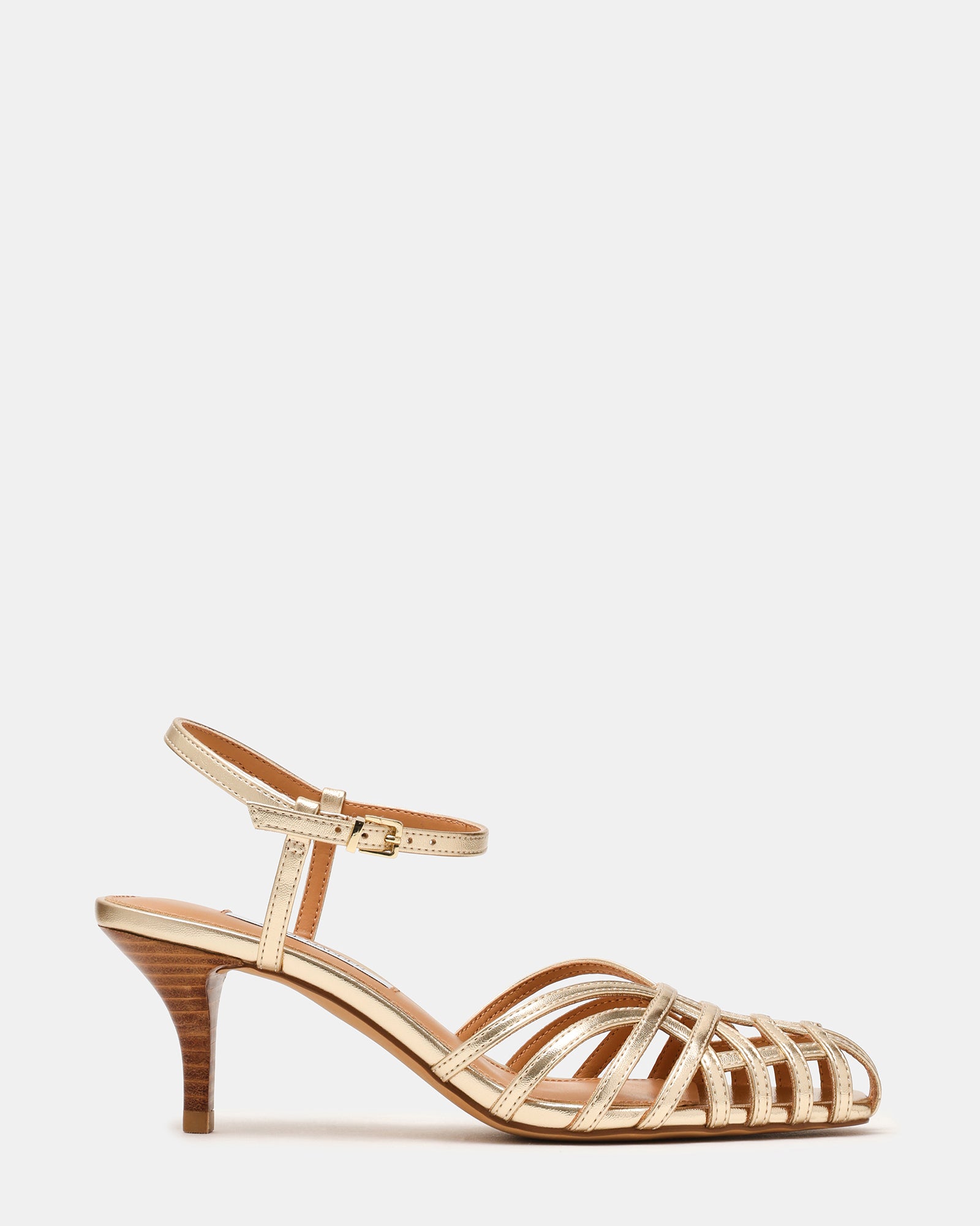EDIN Champagne Fisherman Caged Strappy Women's Kitten Heel | Steve Madden