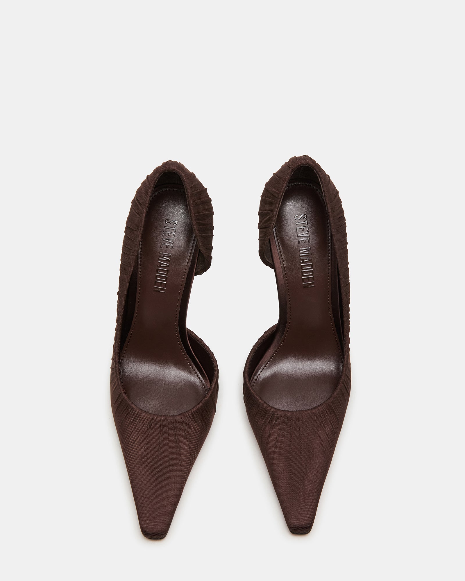 ELEGANT Brown Ruched Pointed-Toe Stiletto Pump Women's Heel – Steve Madden