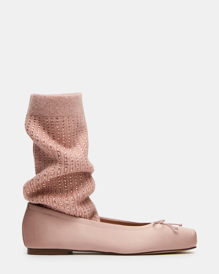 ELEVE Knit Pink Satin Ballet Square-Toe Women's Flat | Steve Madden
