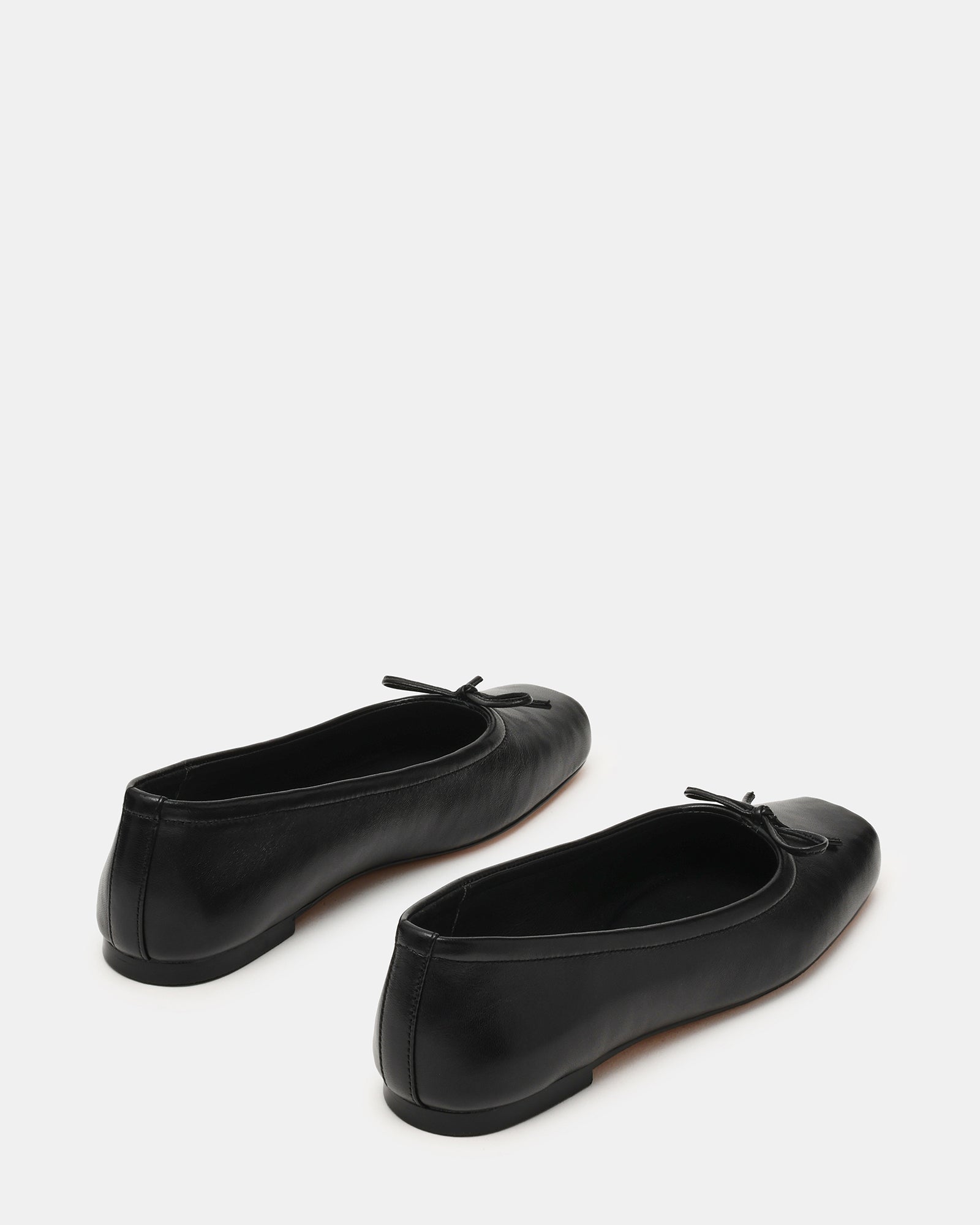 ELEVE Black Leather Ballet Square-Toe Women's Flat Steve Madden ELEVE Black Leather Ballet Square-Toe Women's Flat Steve Madden