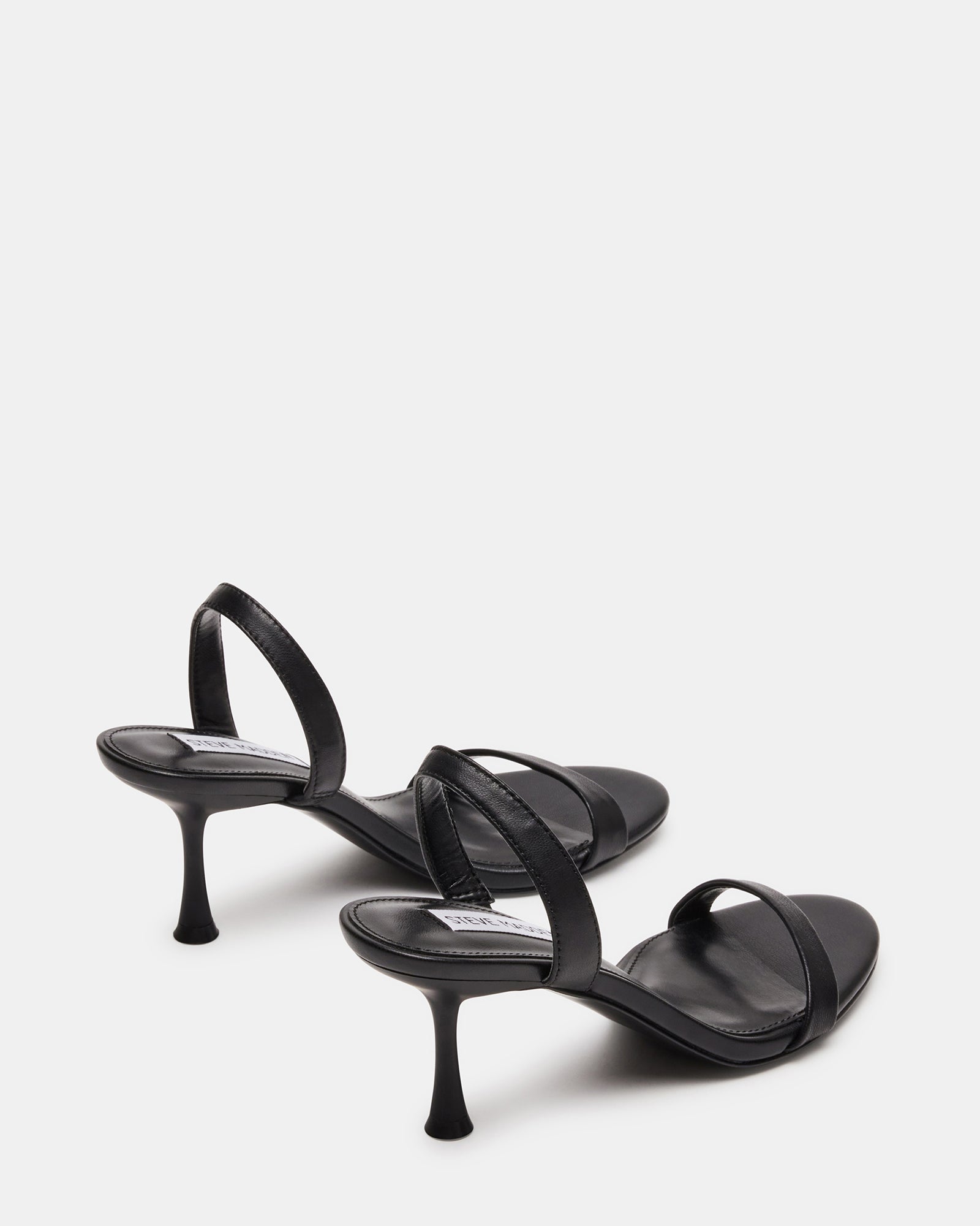 ELMA Black Leather Slingback Strappy Kitten Heel Women's Heels