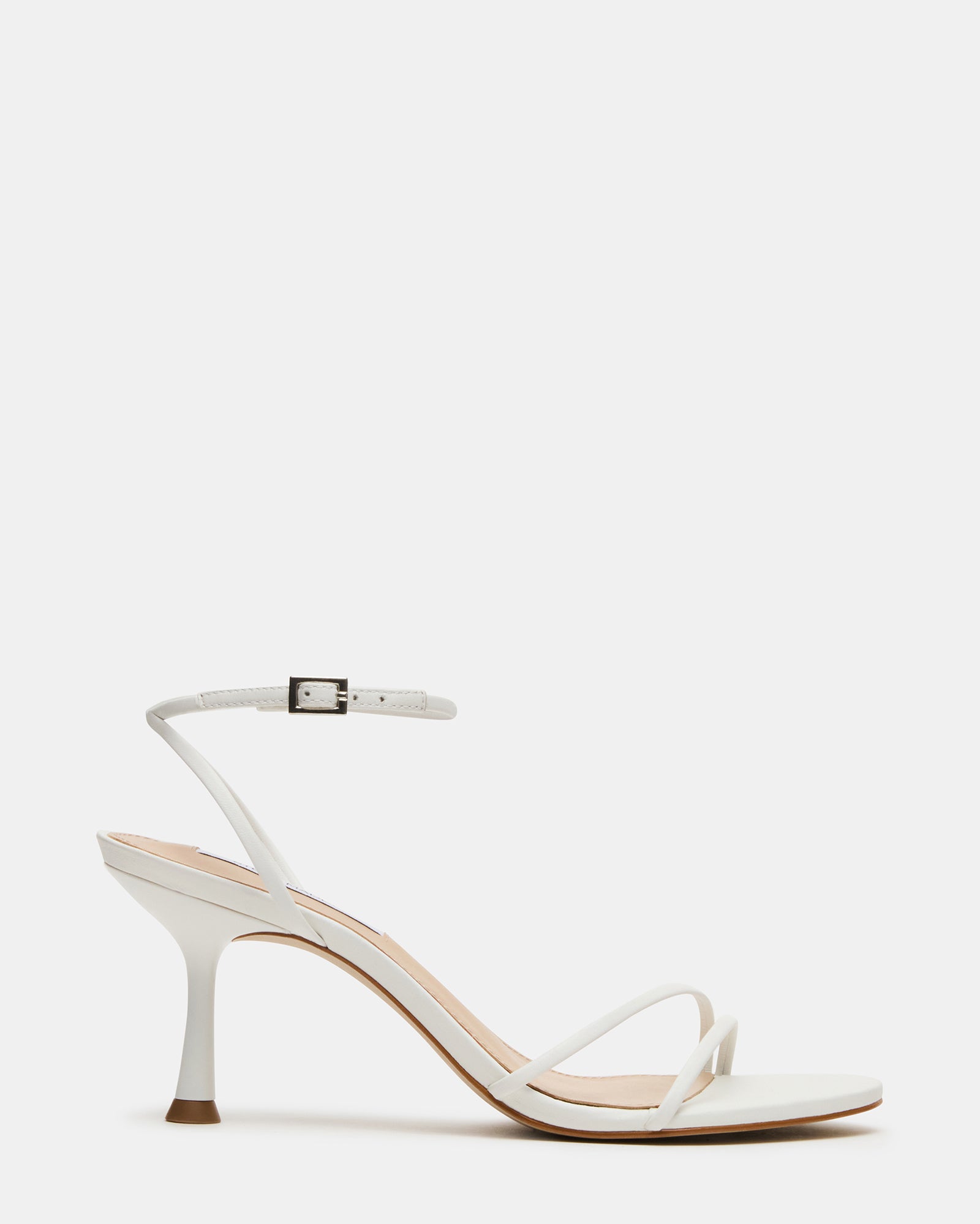ERAS White Leather Stiletto Round-Toe Ankle Strap Women's Heel | Steve Madden