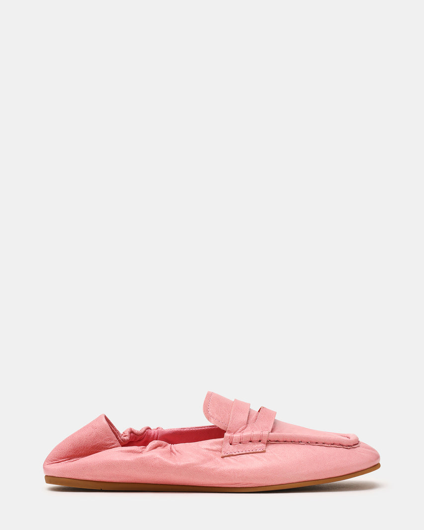 EURRY Pink Leather Square-Toe Women's Loafer | Steve Madden