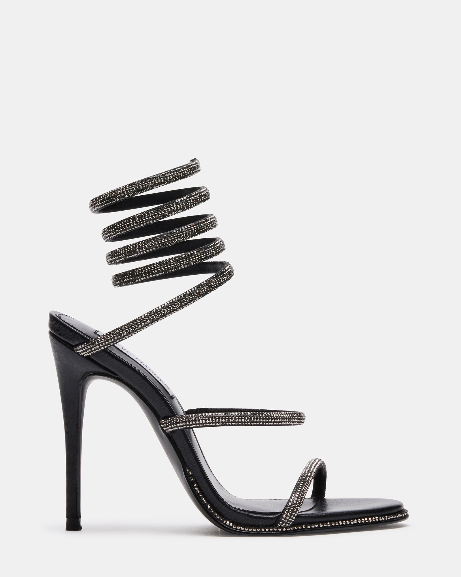 ENVIOUS Black Leather Strappy Square Toe Heel | Women's Heels – Steve Madden