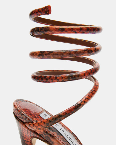EXOTICA Orange Snake Strappy Heel | Women's Heels – Steve Madden