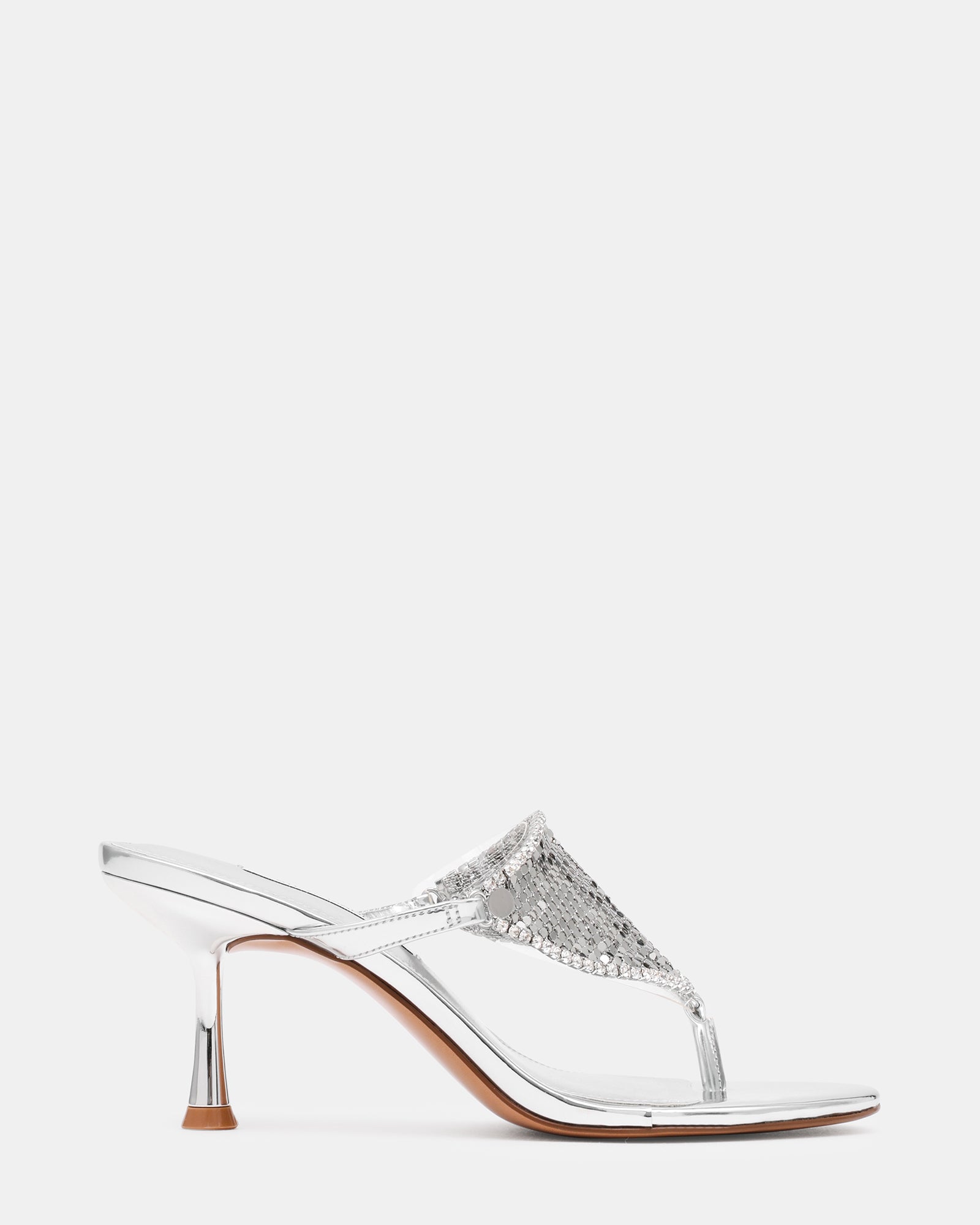FANYA Silver Embellished Thong Women's Heel | Steve Madden