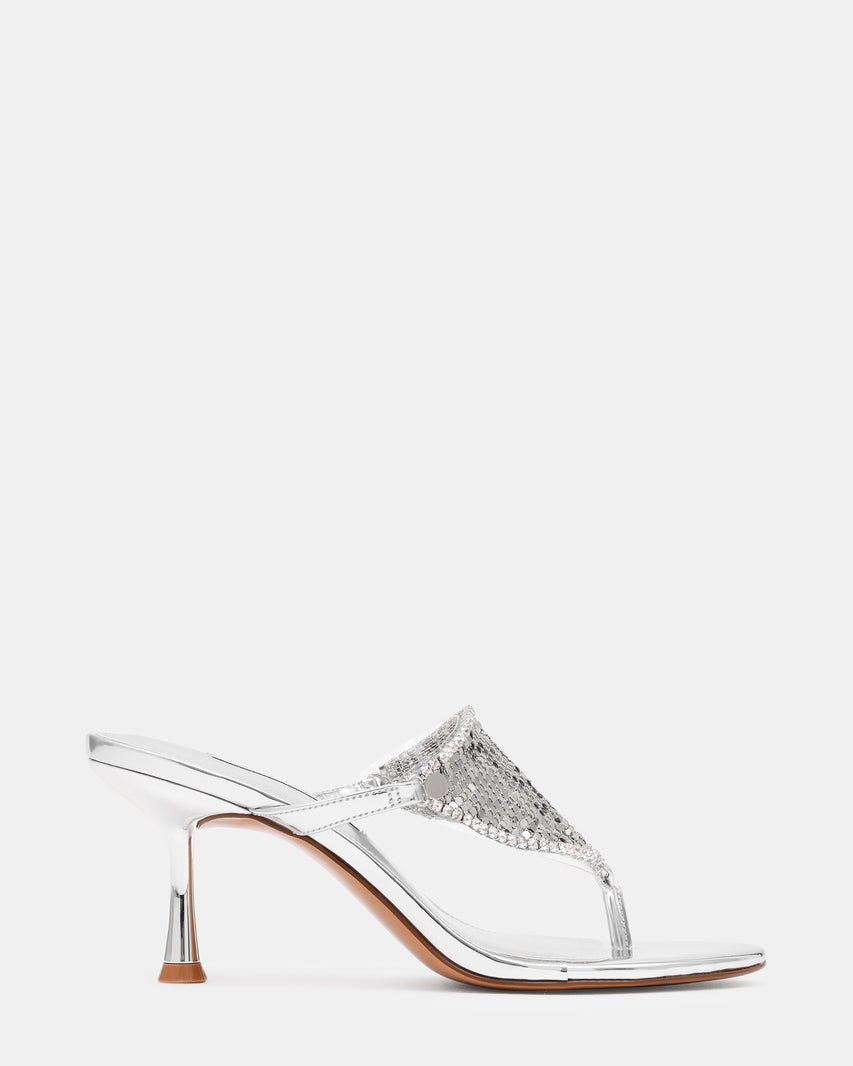 FANYA Silver Embellished Thong Women's Heel | Steve Madden