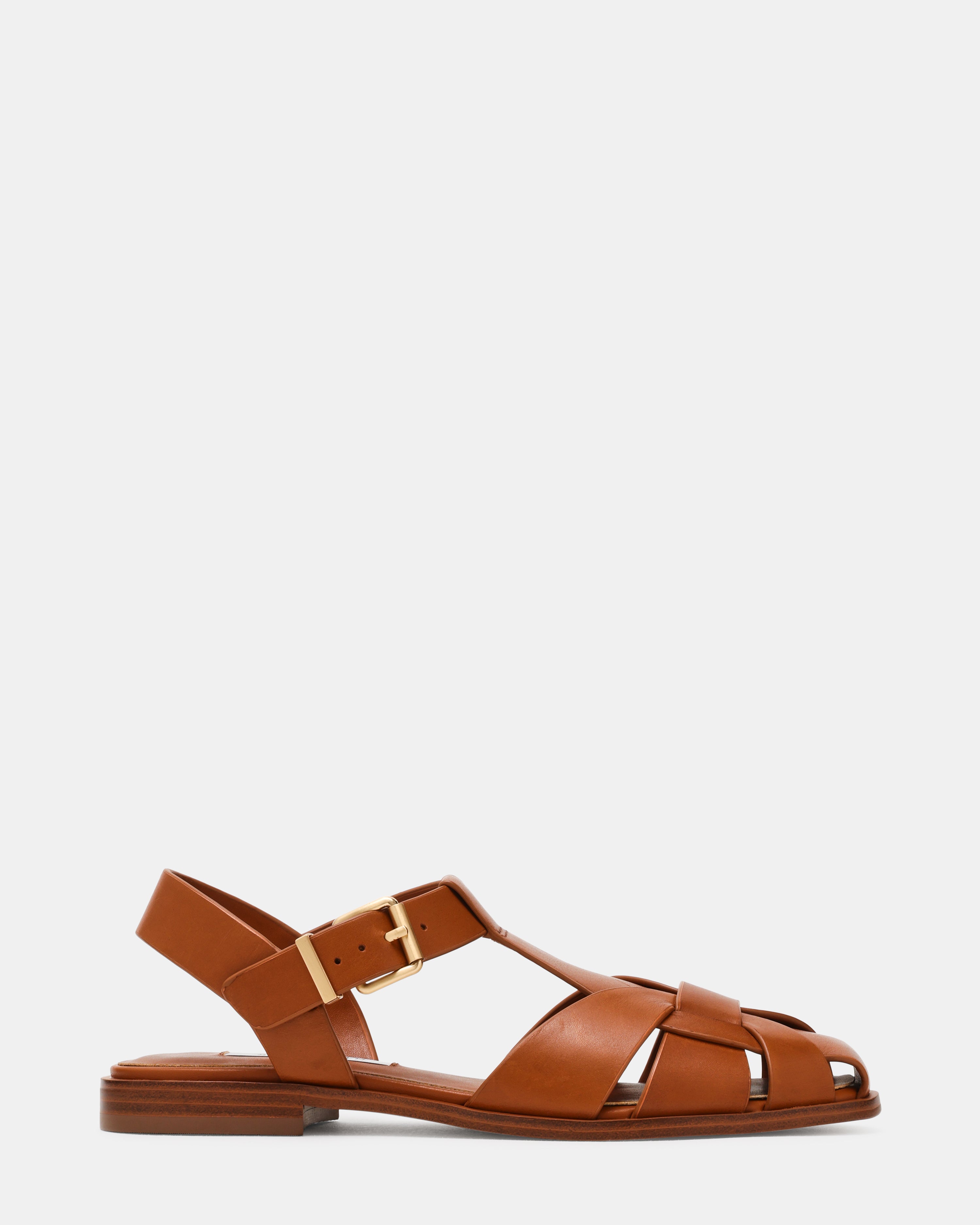 FISK Tan Leather Caged Fisherman Women's Flat | Steve Madden