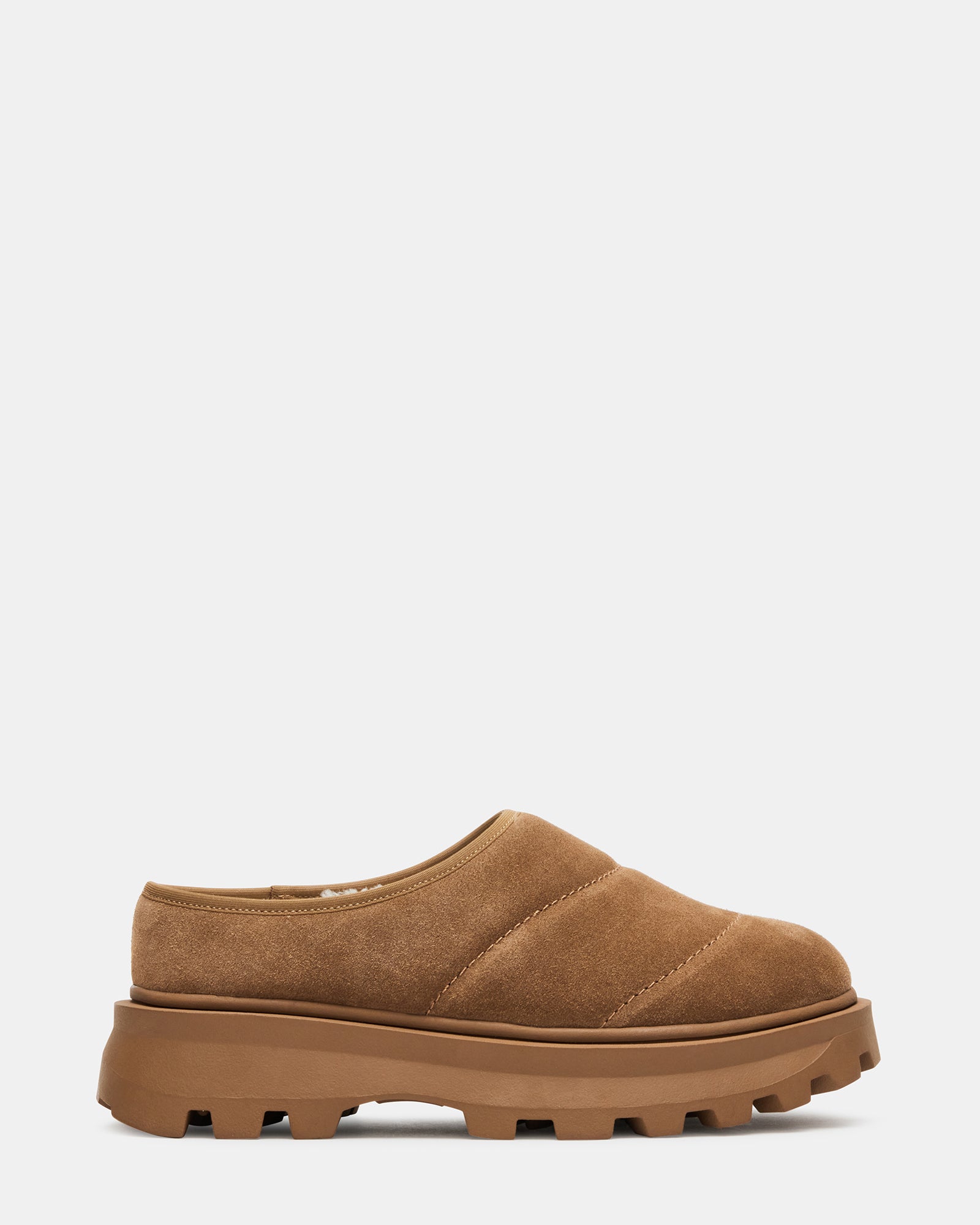 FROST Chestnut Suede Puffed Faux Fur Mule | Women's Slip-Ons â Steve Madden