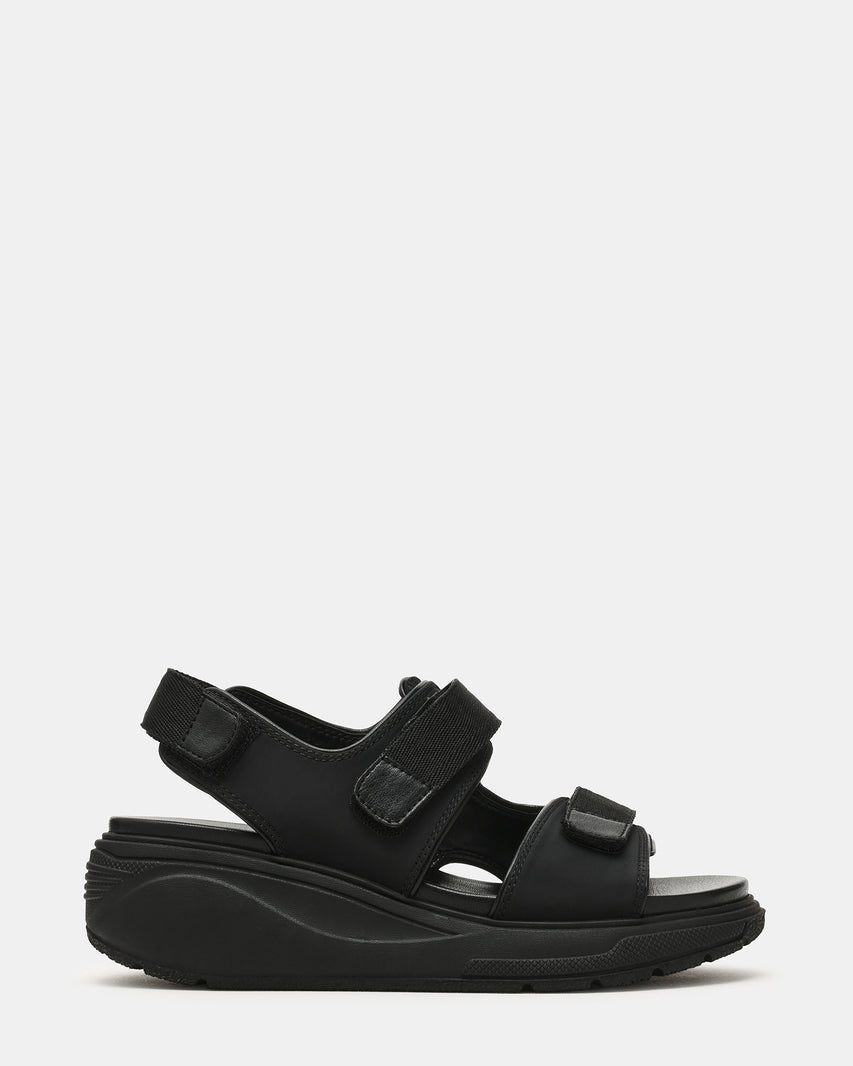 GALIA Black Velcro Chunky Platform Women's Sandals | Steve Madden