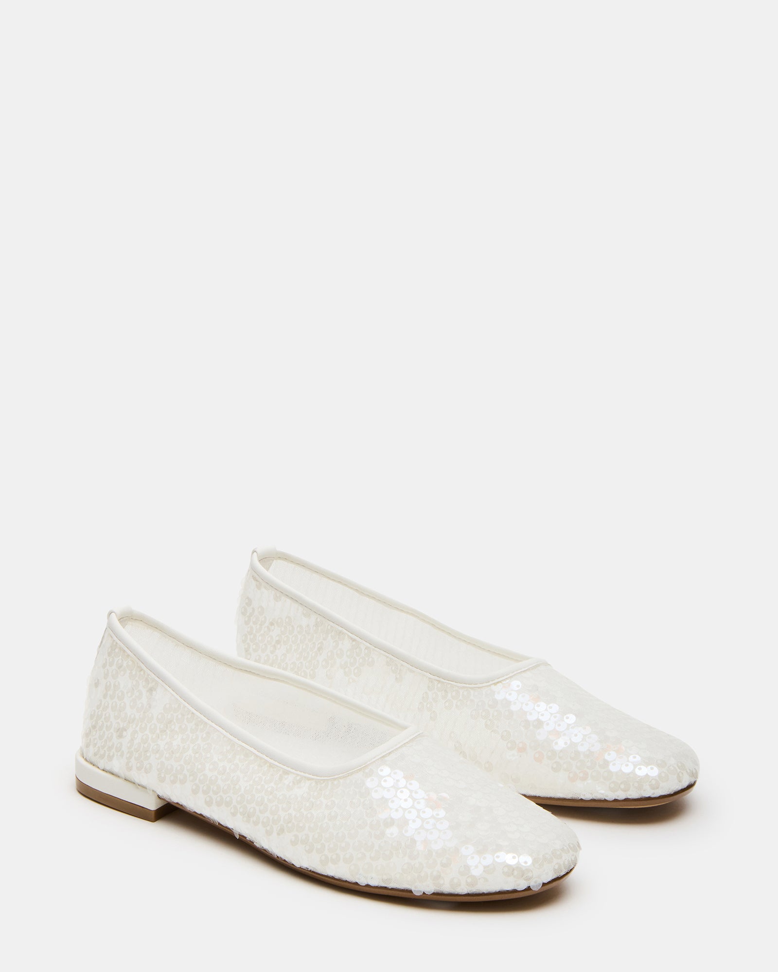 white dress flats GARCELLE White Sequin Women's Ballet Flats – Steve Madden