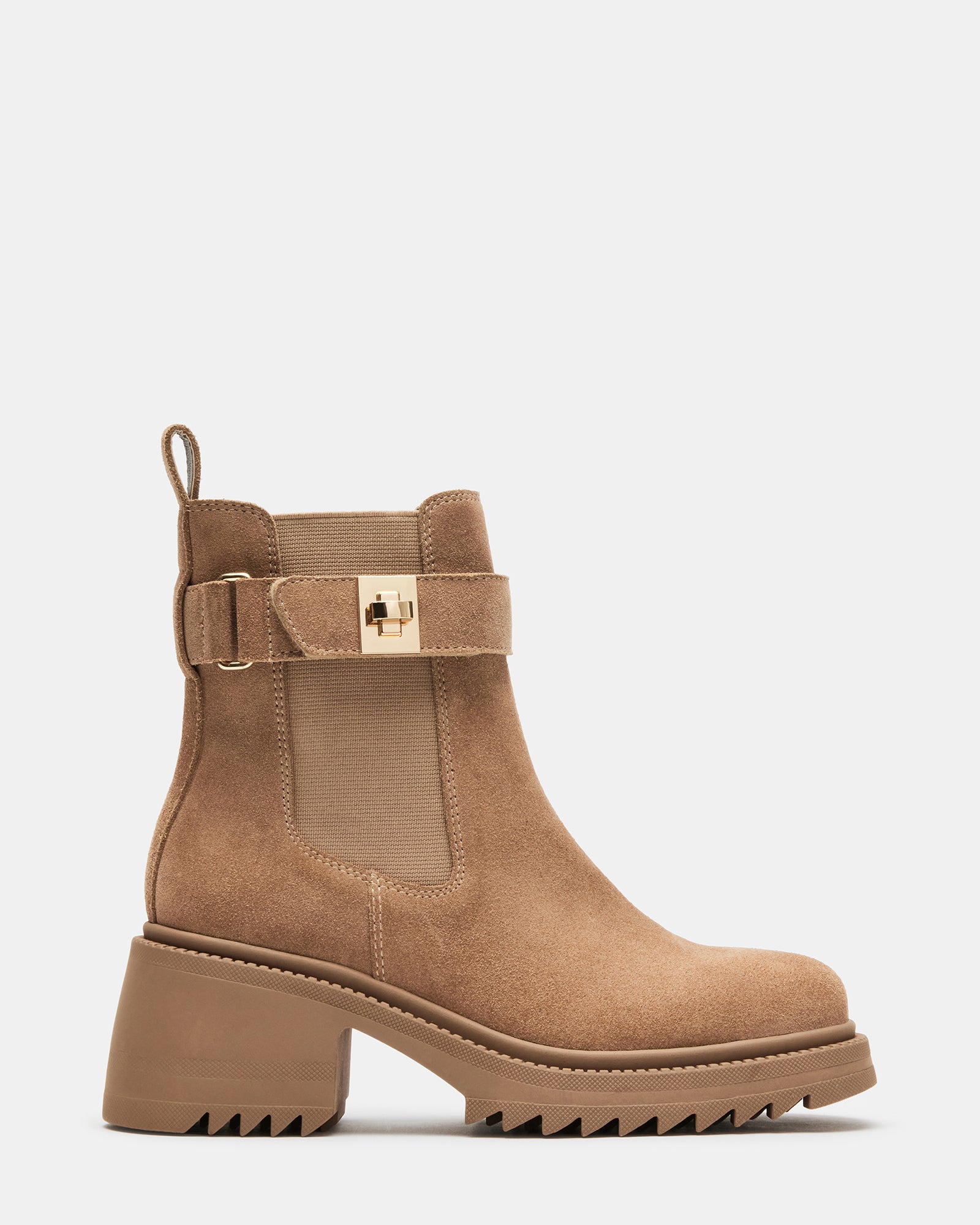 GATES Taupe Suede Lug Sole Chelsea Bootie | Women's Booties