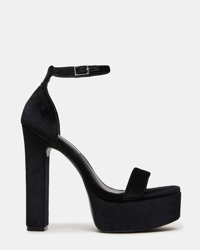 GIADA Black Velvet Platform Women's Block Heel | Steve Madden
