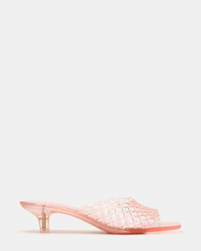 GINGER Pink Square-Toe Woven Strap Mule Women's Kitten Heel | Steve Madden