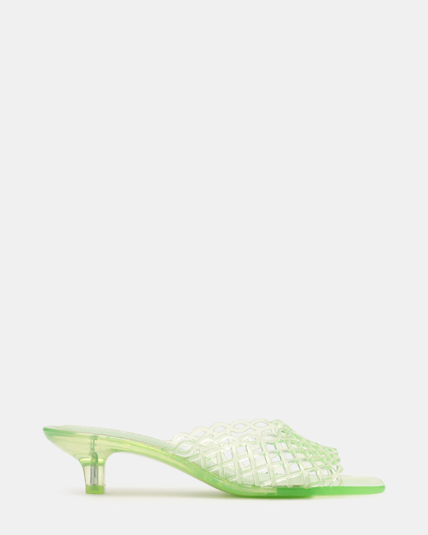 GINGER Pistachio Square-Toe Woven Strap Mule Women's Kitten Heel | Steve Madden