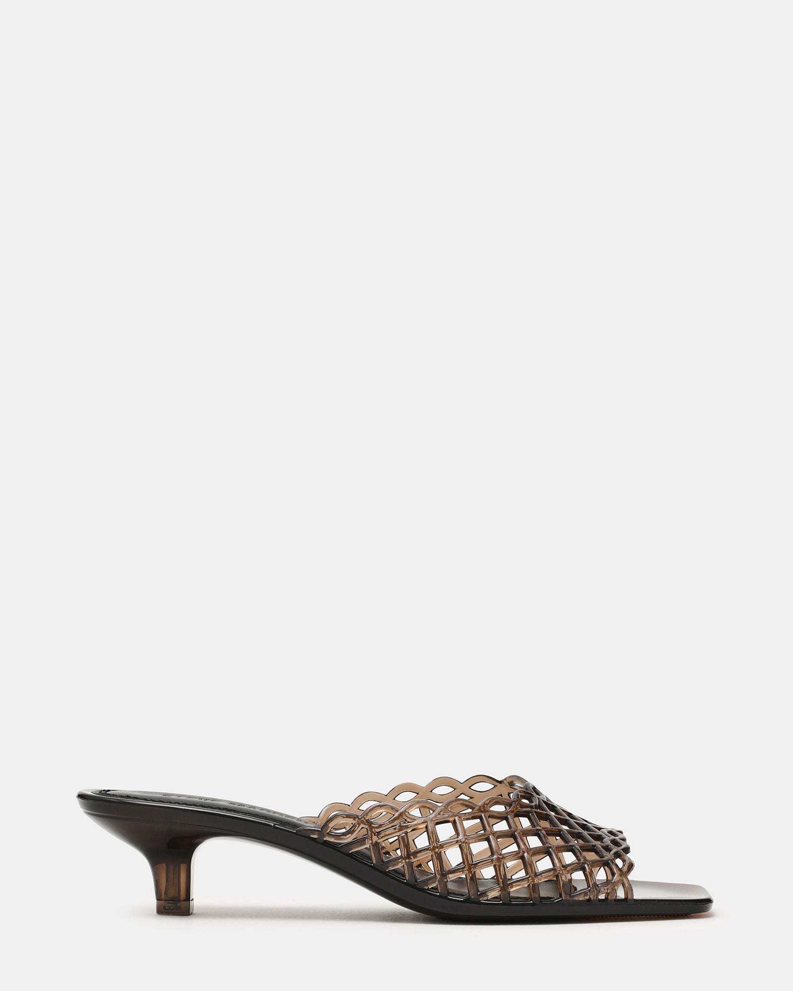 GINGER Smoke Square-Toe Woven Strap Mule Women's Kitten Heel | Steve Madden