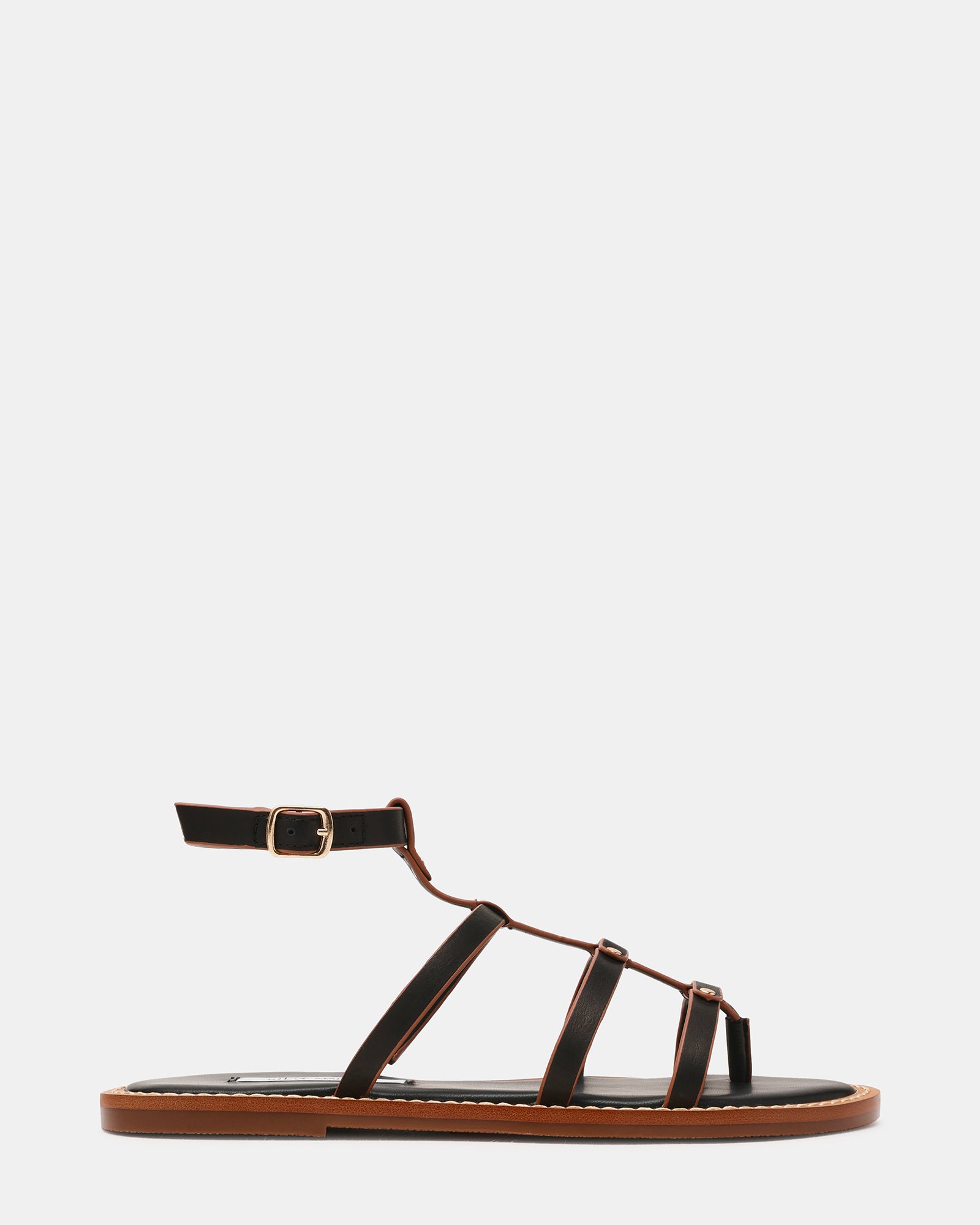GIVARA Black Leather Fisherman Gladiator Strappy Women's Sandal | Steve Madden
