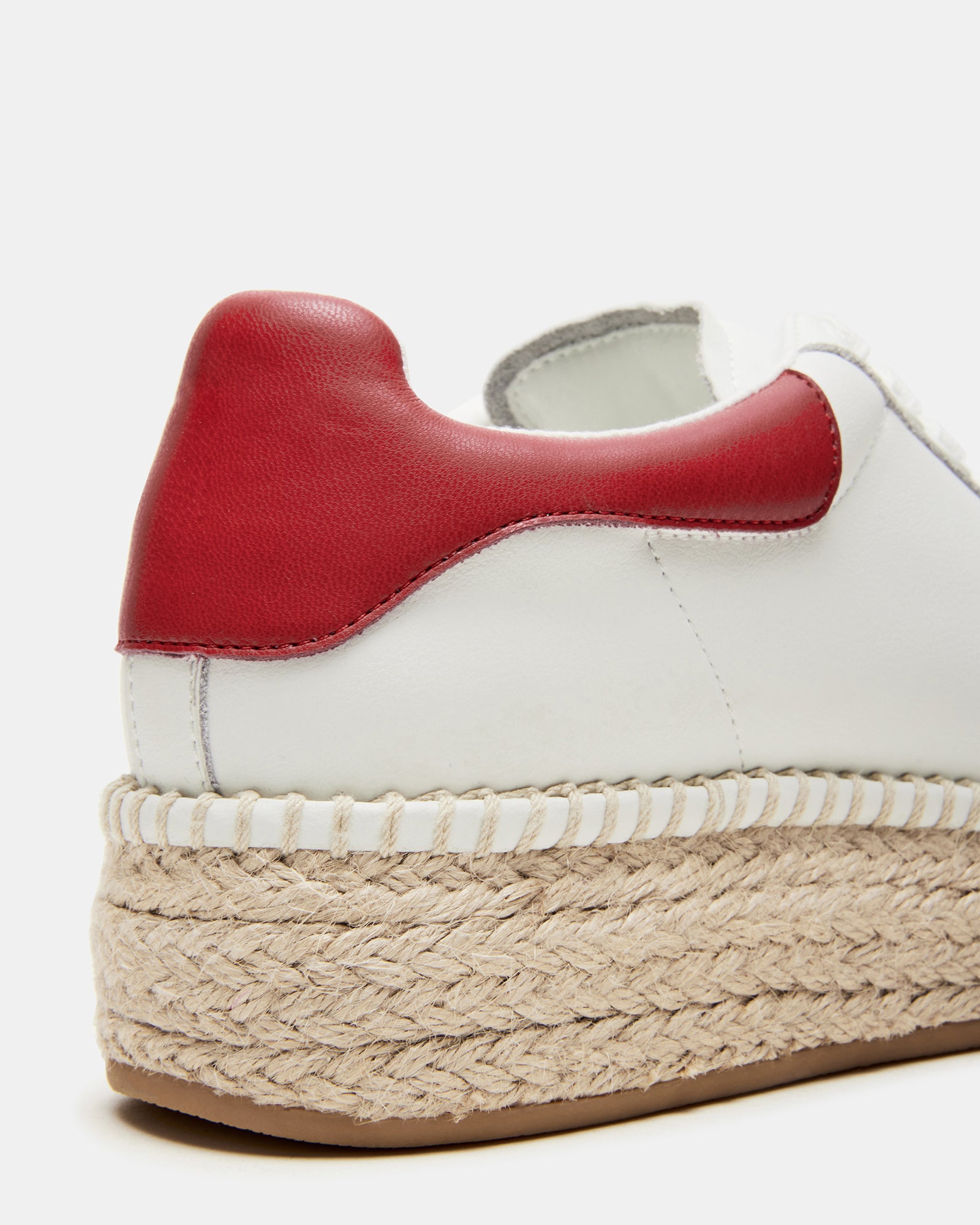 GLANCE White/Red Espadrille Platform Casual Women's Sneakers