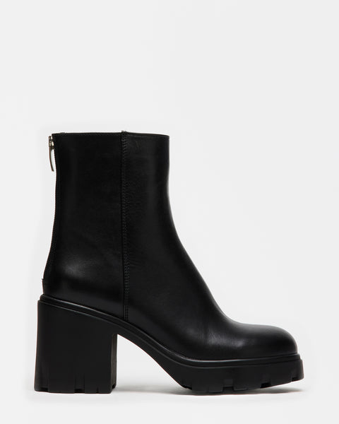 GOUCHO Black Leather Lug Sole Ankle Bootie | Women's Booties – Steve Madden