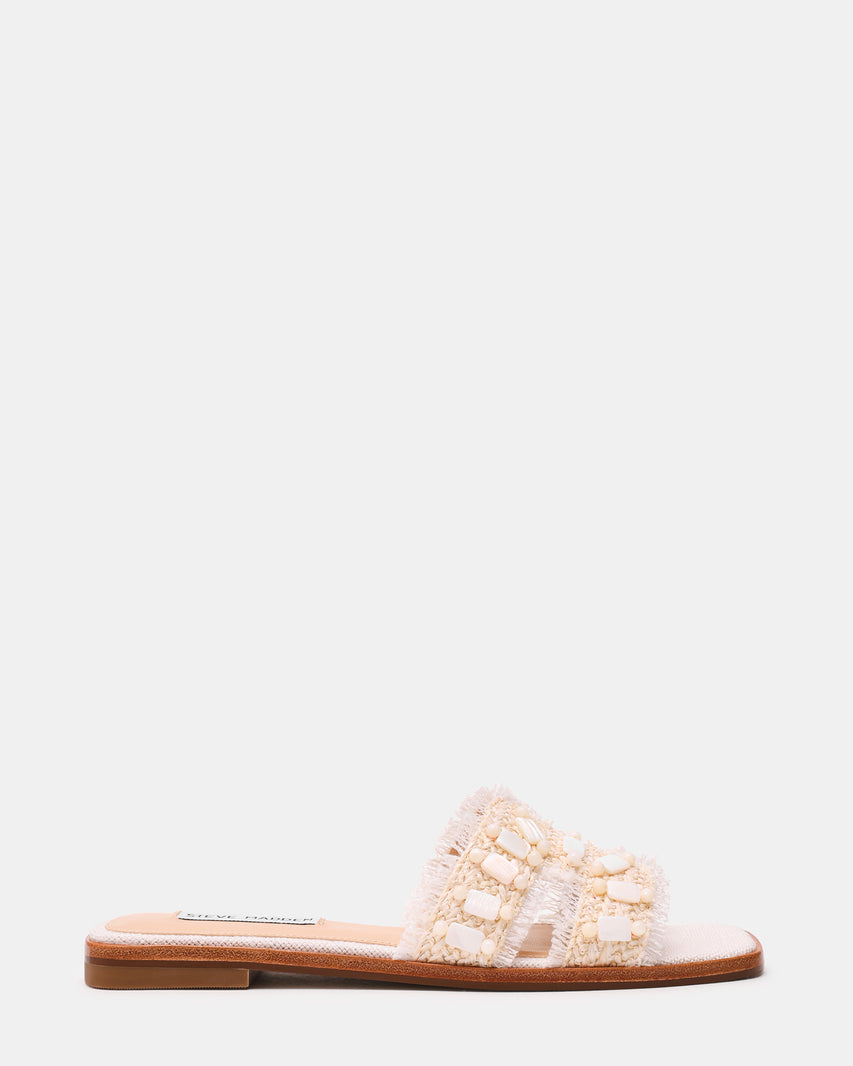 HADYN Shell Bone Raffia Women's Designer Sandal | Steve Madden