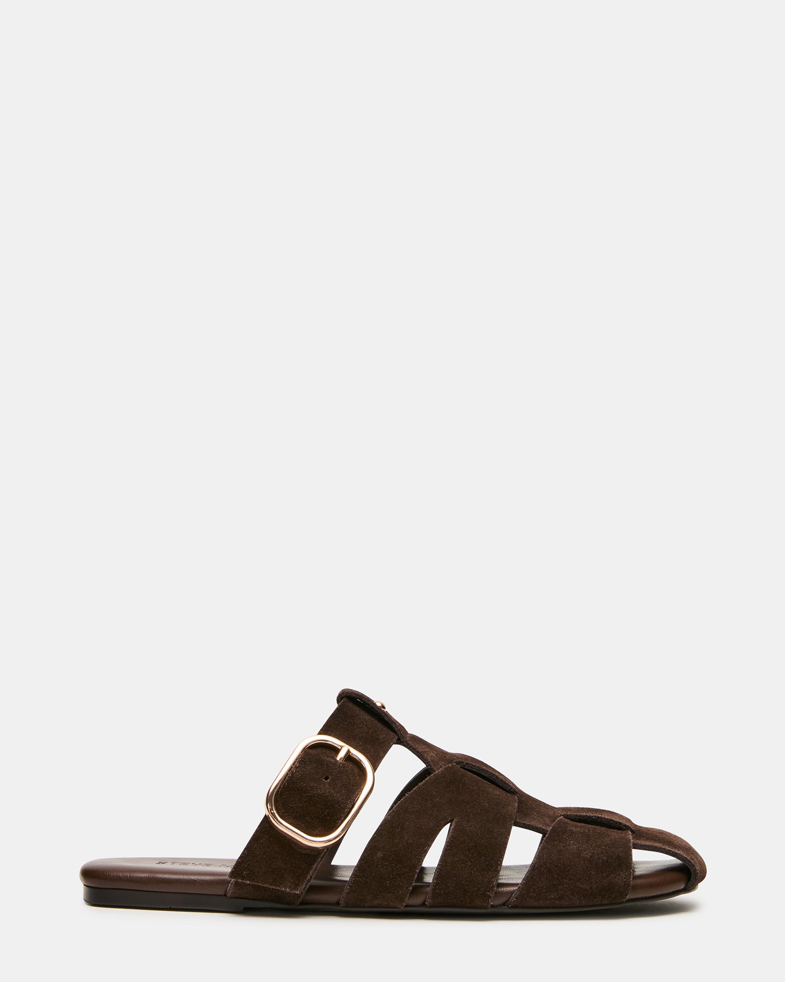 HALO Brown Suede Fisherman Caged Slip-On Mule Women's Flat | Steve Madden