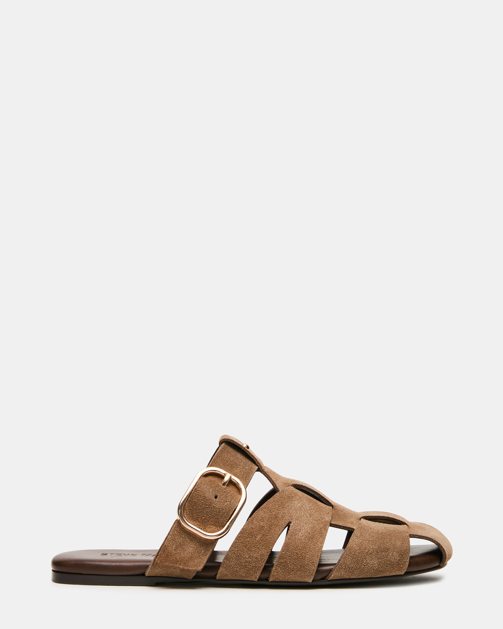 HALO Taupe Suede Fisherman Caged Slip-On Mule Women's Flat | Steve Madden