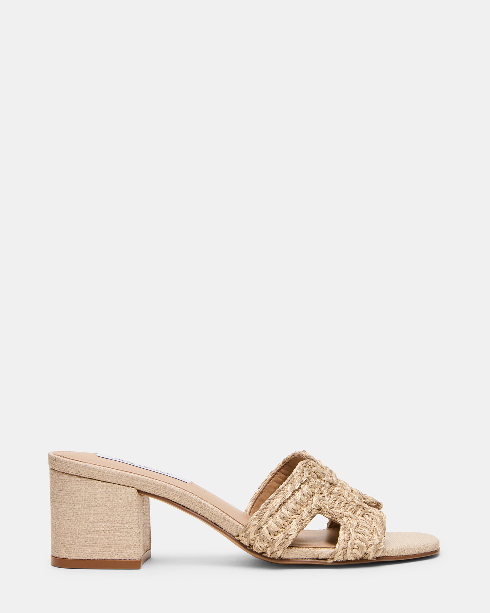 HANA Raffia Square-Toe Mule Block Heel Women's Sandal | Steve Madden