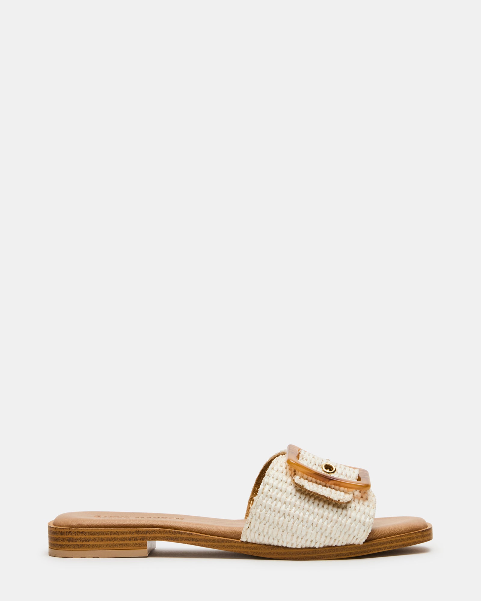HAPP Bone Square-Toe Raffia Slide Women's Sandal | Steve Madden