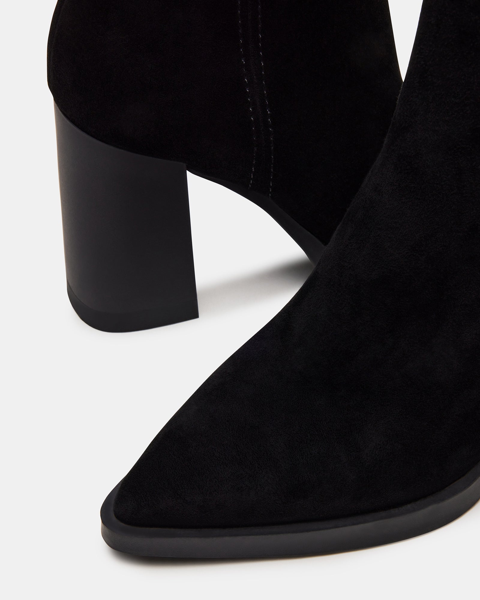 HARDEN Black Suede Women's Pointed-Toe Ankle Boot â Steve Madden