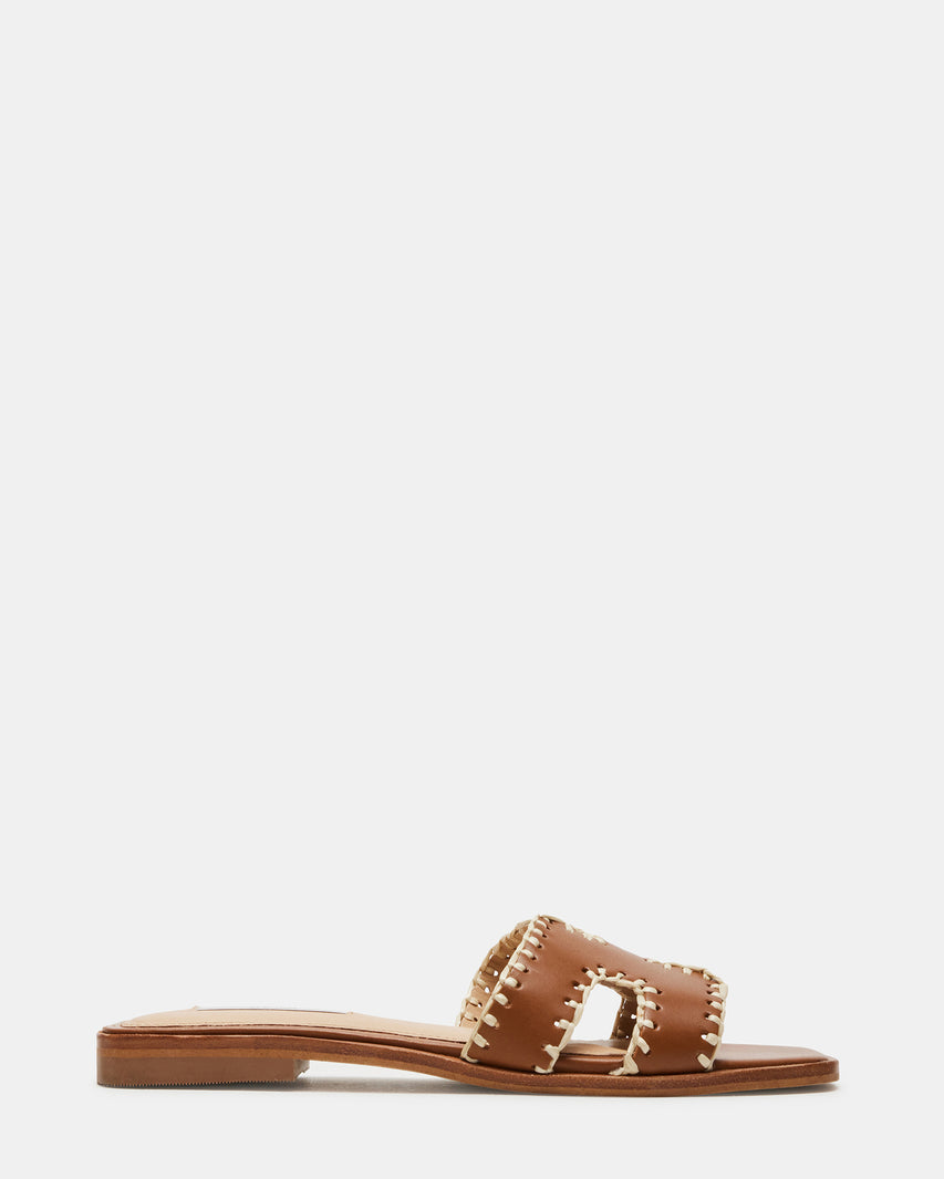 HADYN Woven Cognac Leather Sandal | Women's Designer Sandals | Steve Madden