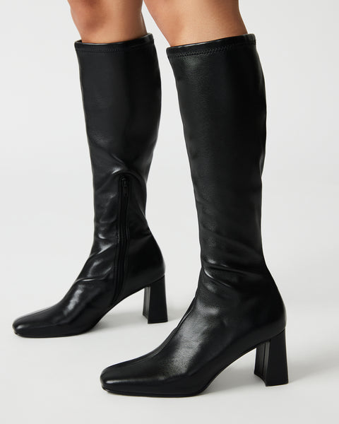 HOLLY Black Knee High Square Toe Boot | Women's Boots – Steve Madden