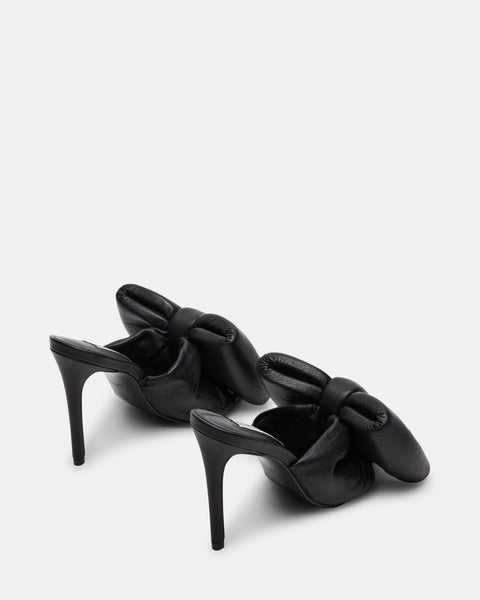 INDULGE Black Leather Stiletto Mule | Women's Heels – Steve Madden