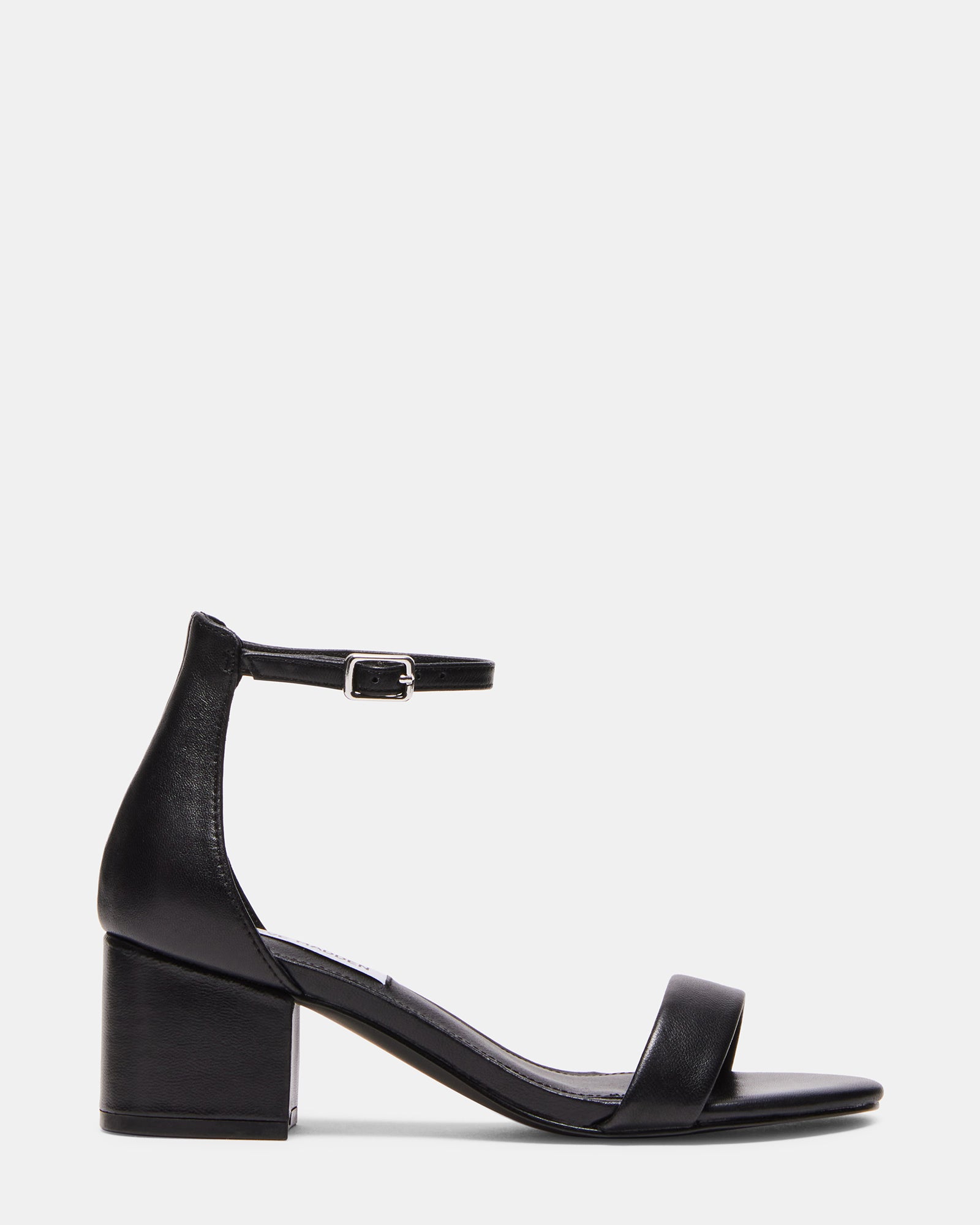 IRENEE Black Leather Heels | 2 Inch Heel | Women's Black Block Heel ...