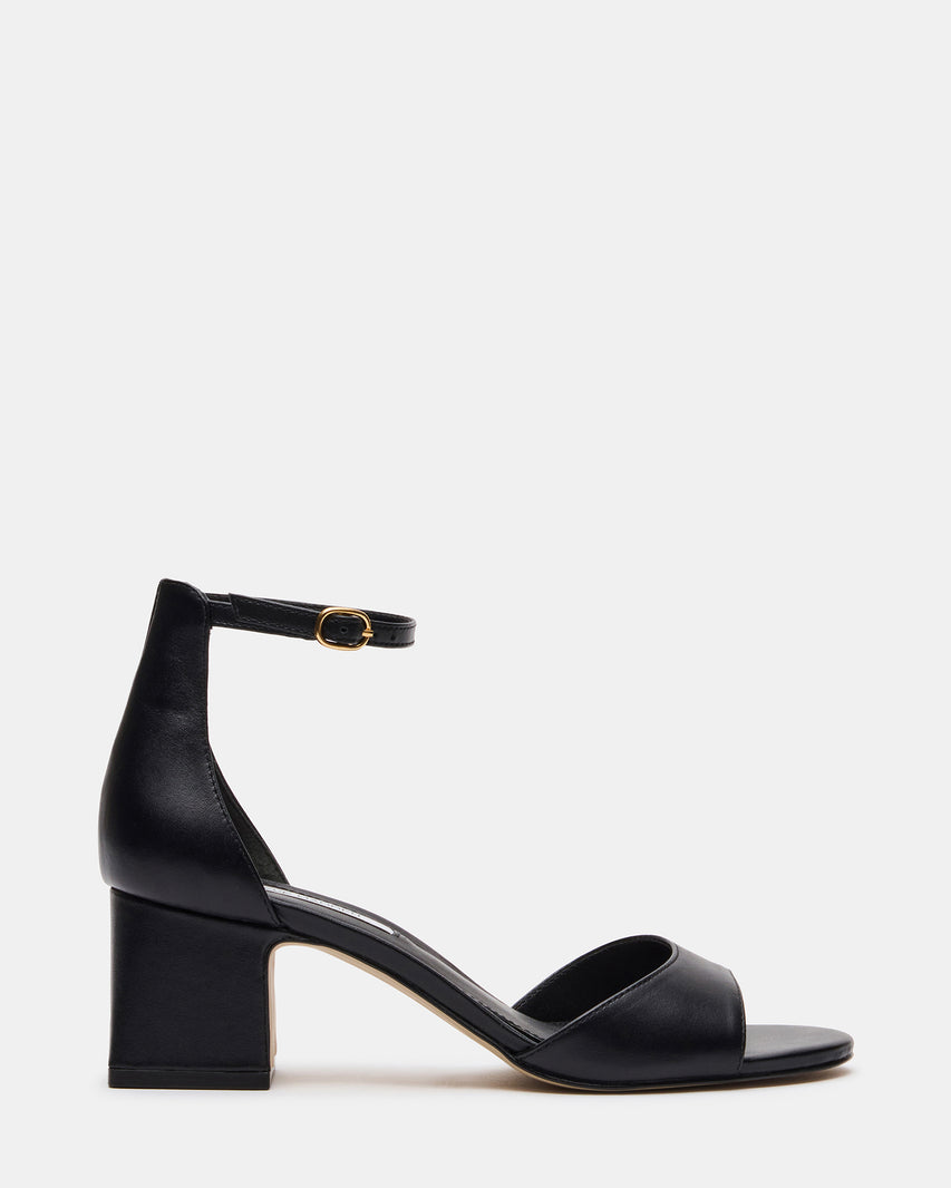 IZARA Black Leather Women's Block Heel | Steve Madden