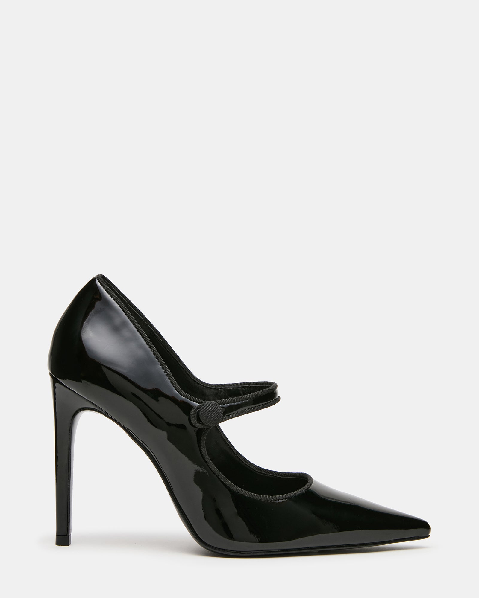 JAINE Black Patent Pointed-Toe Mary Jane Pump Stiletto Women's Heel | Steve Madden