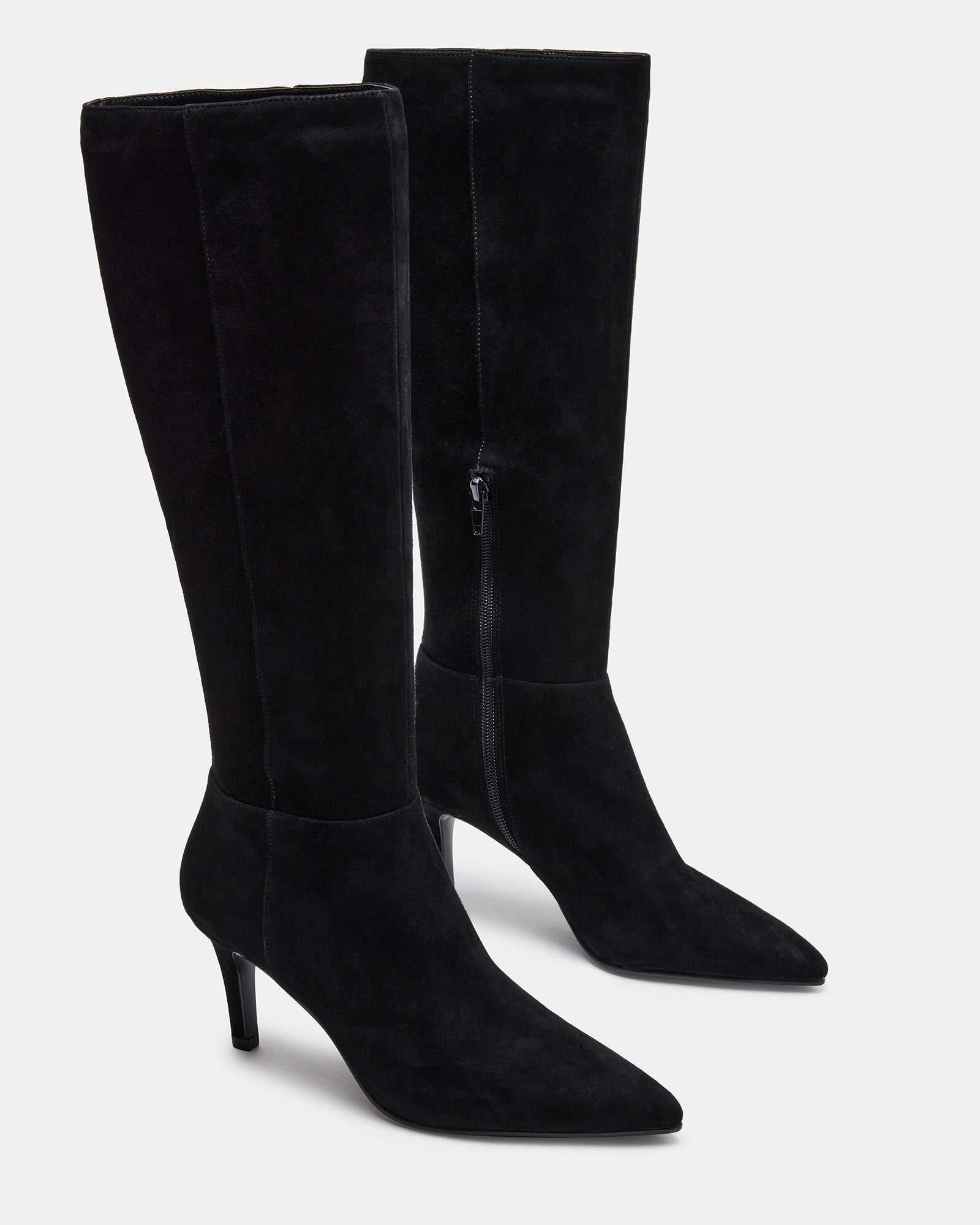 JANAE Black Suede Point Toe Knee High Boot | Women's Boots – Steve Madden