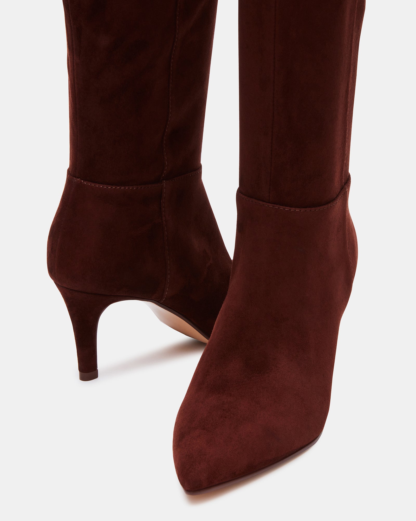 JANAE Brown Suede Point Toe Knee High Boot | Women's Boots – Steve Madden
