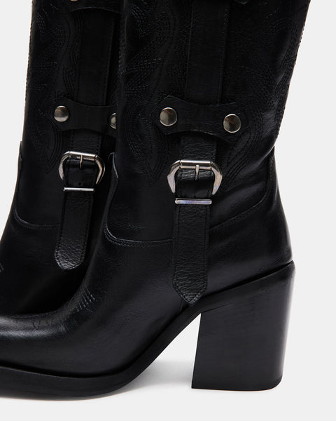 JERICA Black Leather Square Boot | Women's Boots – Steve Madden
