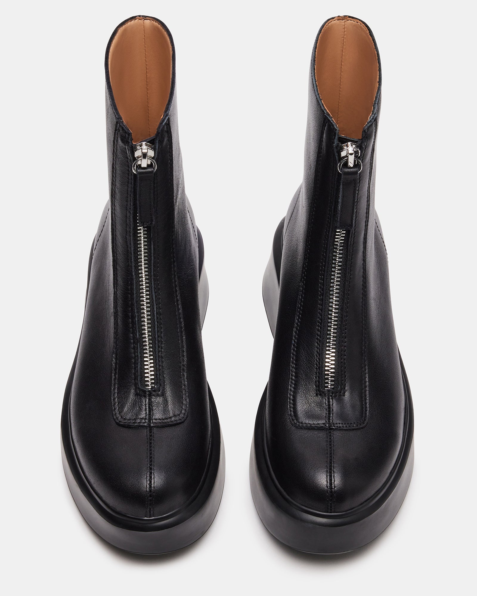 JONES Black Leather Zipper Lug Women's Ankle Boot – Steve Madden