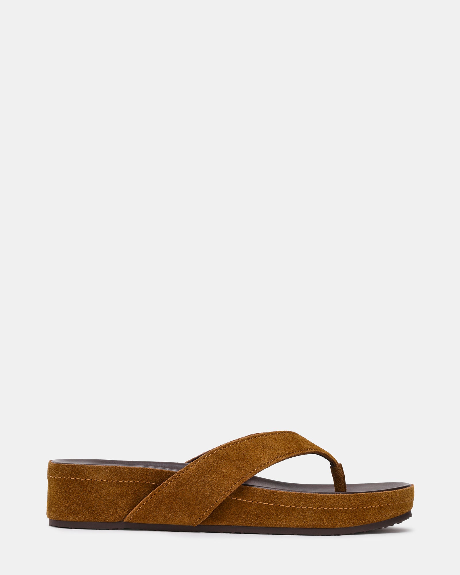 JOYA Chestnut Suede Thong Footbed Platform Women's Sandal | Steve Madden