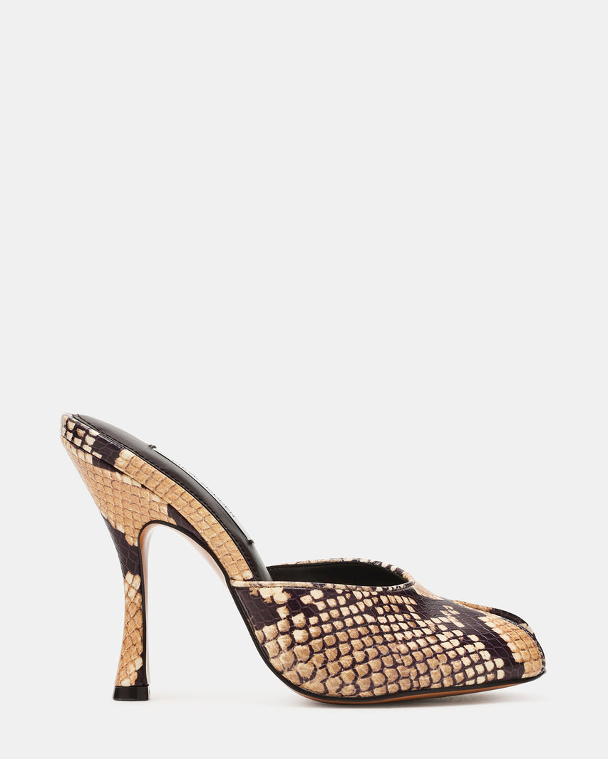 JULES Snake Peep Toe Mule Women's Heel | Steve Madden