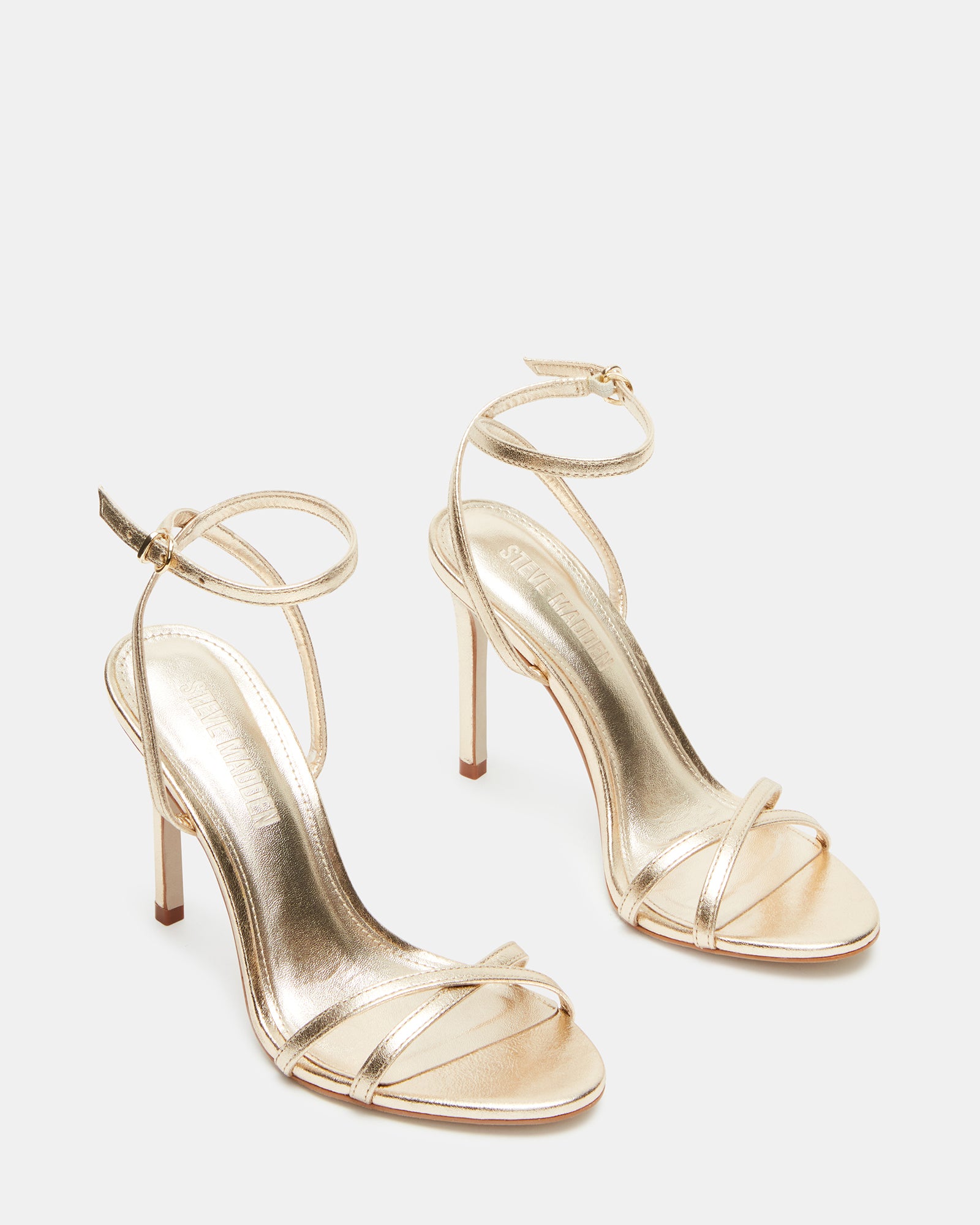JYPSEY Gold Leather Strappy Stiletto Women's Heel – Steve Madden