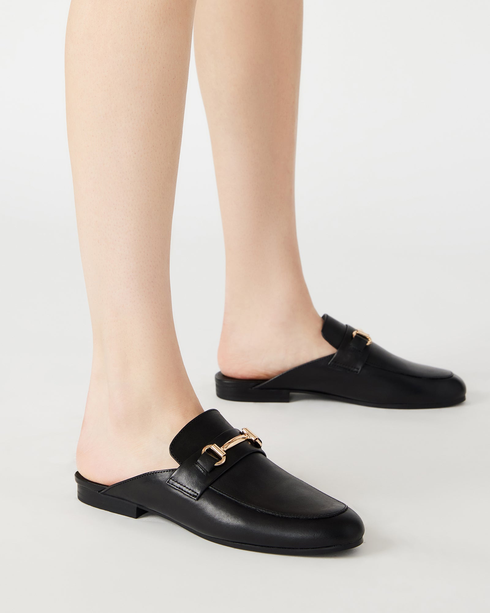 KANDI Black Leather Loafer | Black Designer Loafers for Women
