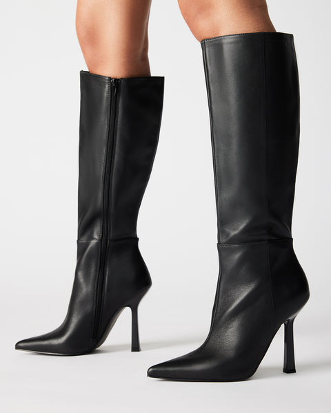 KATHLEEN Black Leather Knee High Boot | Women's Leather Boots – Steve ...