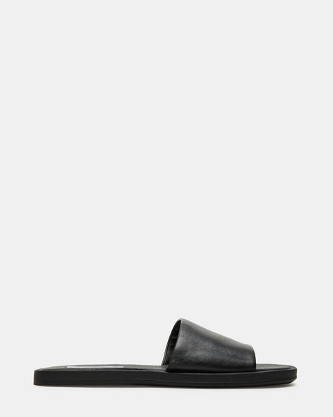 KAYA Black Leather Slide Sandal | Women's Sandals – Steve Madden