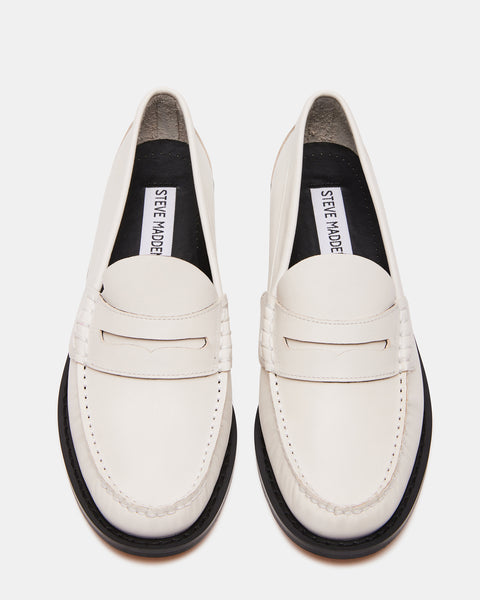 KINGSTON White Leather Slip On Loafer | Women's Loafers – Steve Madden