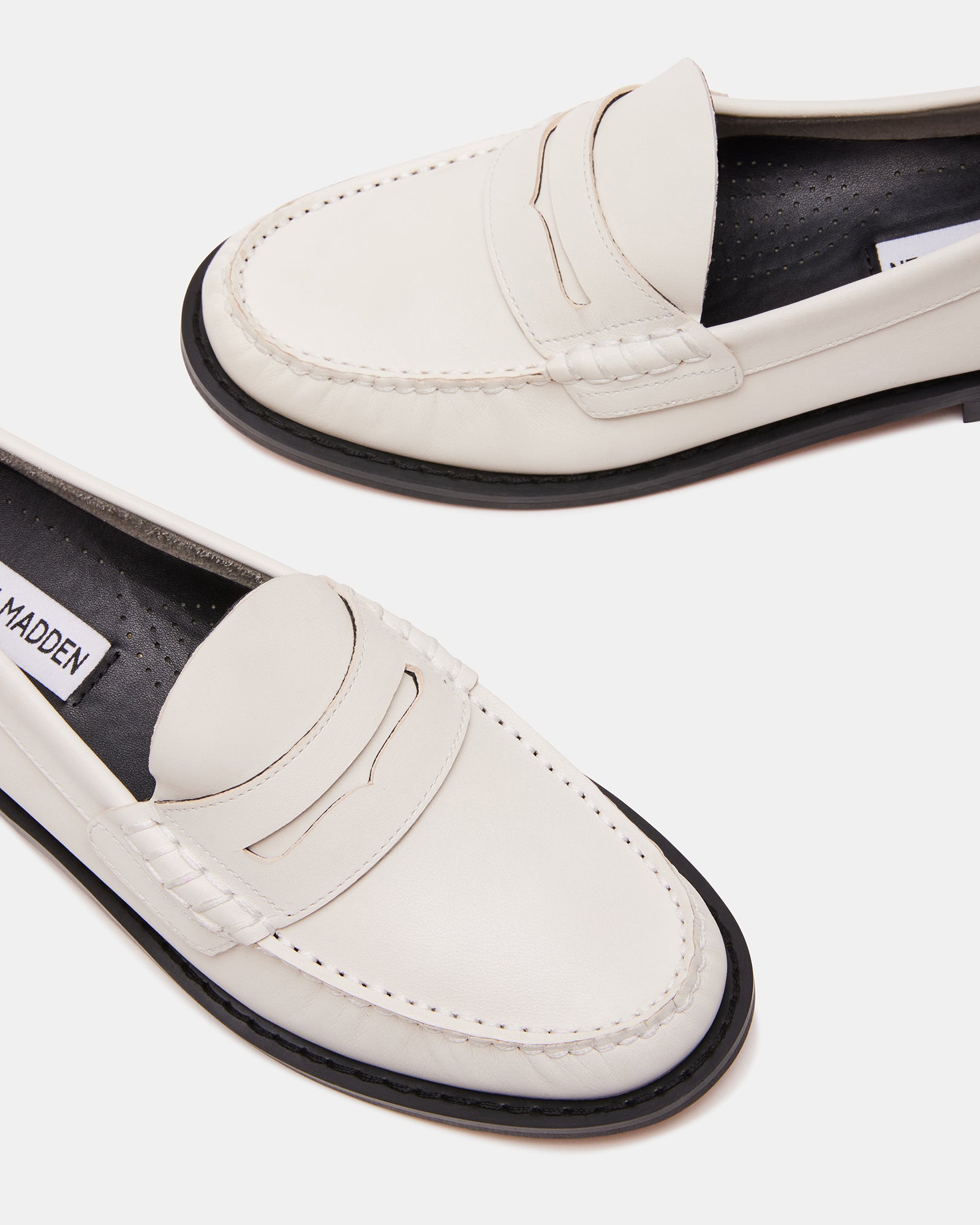 KINGSTON White Leather Slip On Loafer | Women's Loafers – Steve Madden