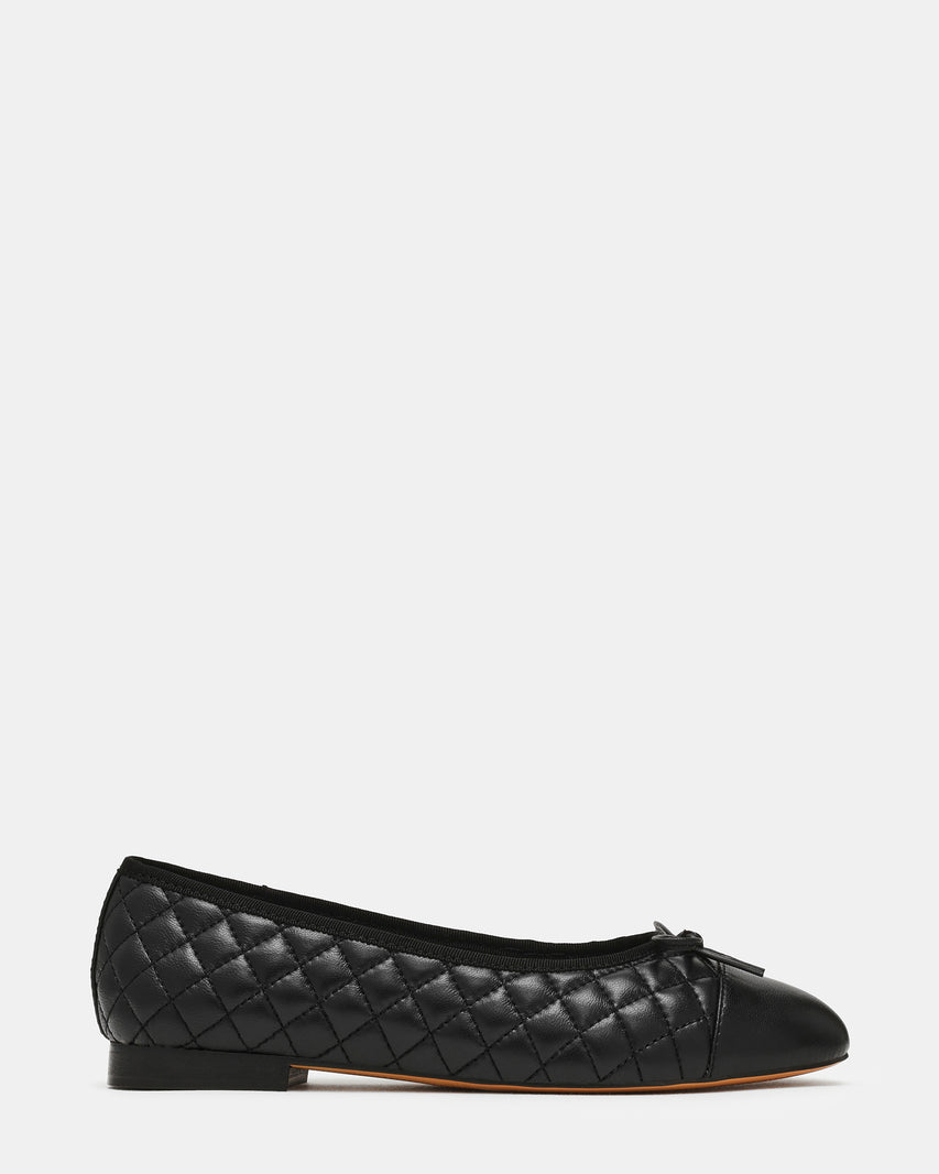 KIT Black Quilted Cap-Toe Women's Ballet Flat | Steve Madden